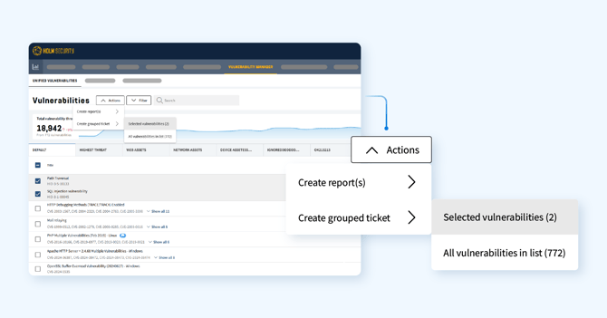 Bulk ticket creation from vulnerability overview
