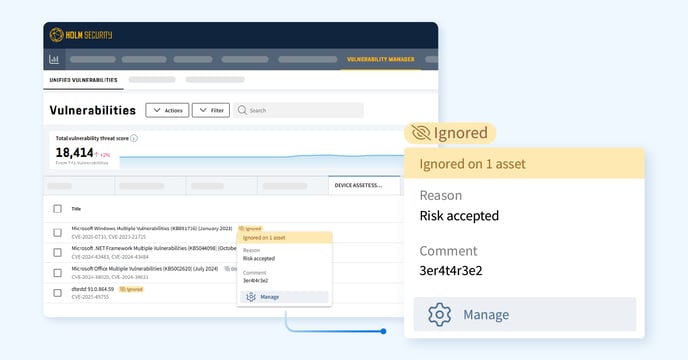 Ignoring vulnerabilities for device agent