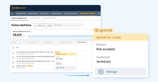 Ignoring vulnerabilities for device agent